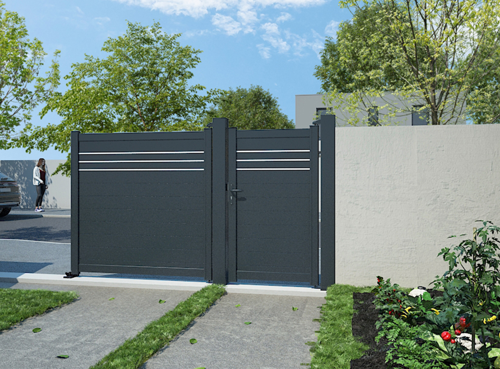 Klos up portillon aluminium  Babord - Gris Zinc 7016C