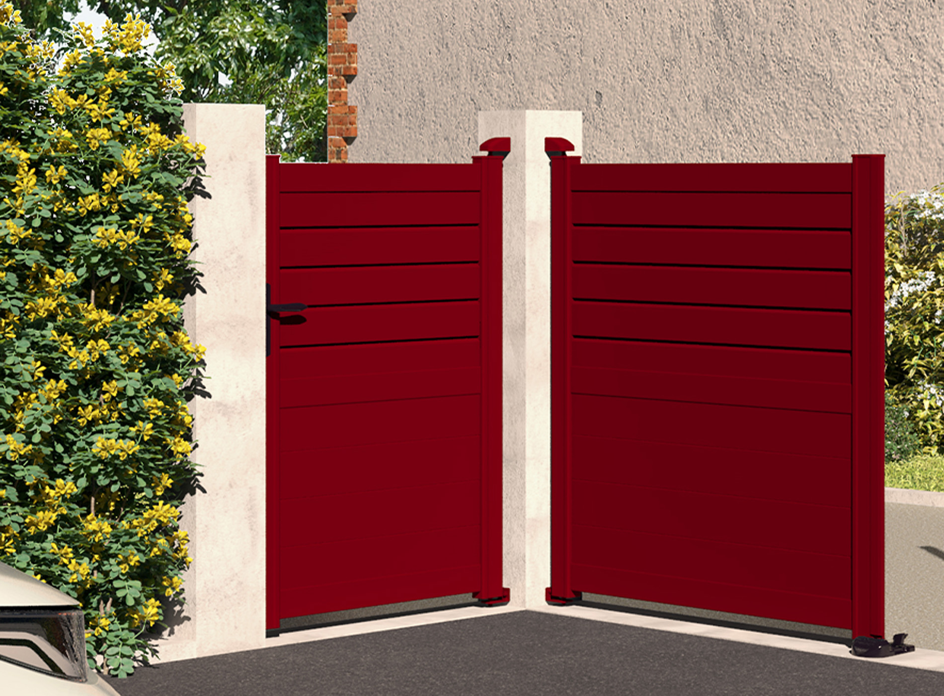 Klos Up Portillon aluminium CARNAC lames pleines et persiennes Rouge 3004