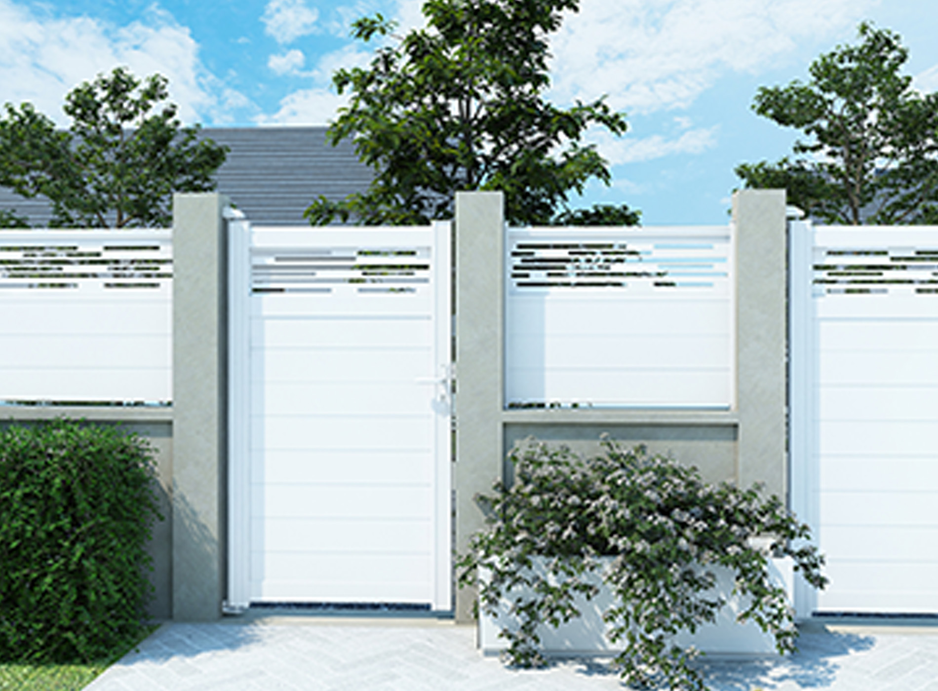Portillon décor LIGNE horizontal Blanc 9016