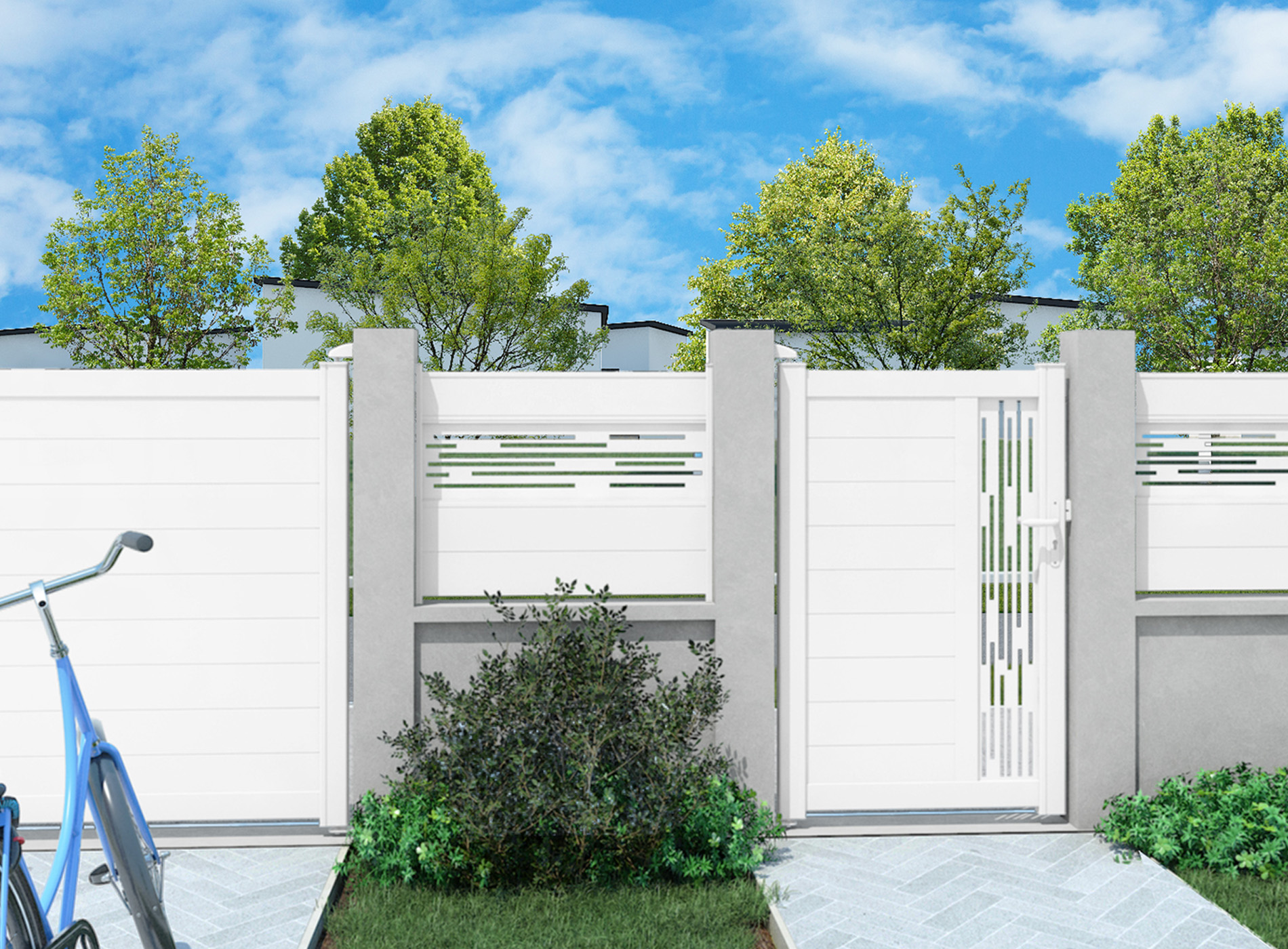 Portillon décor LIGNE vertical Blanc 9016