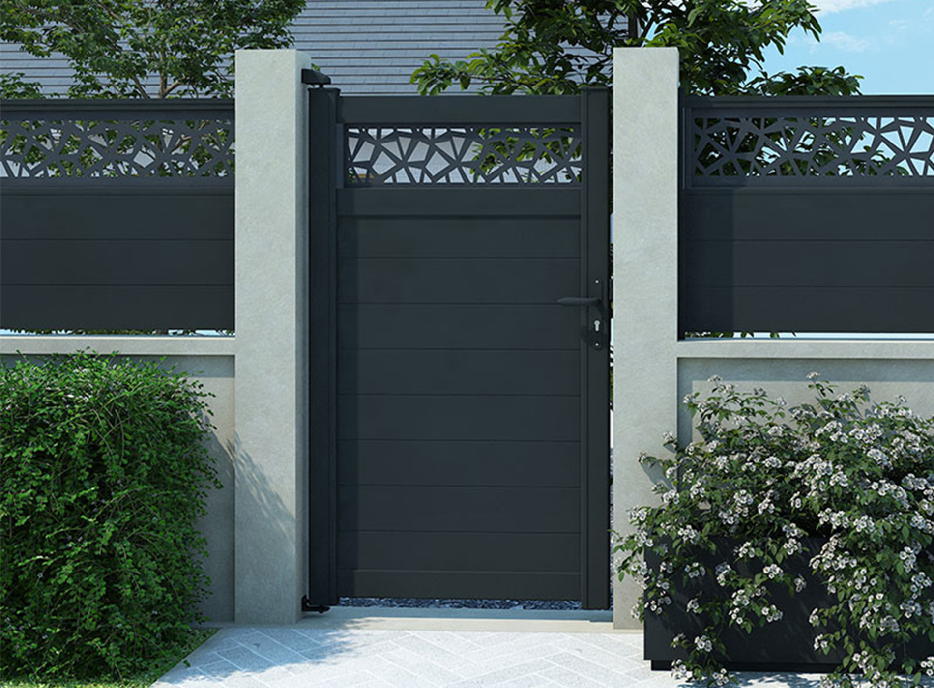 Portillon décor POLYGO horizontal Noir Sablé 2100