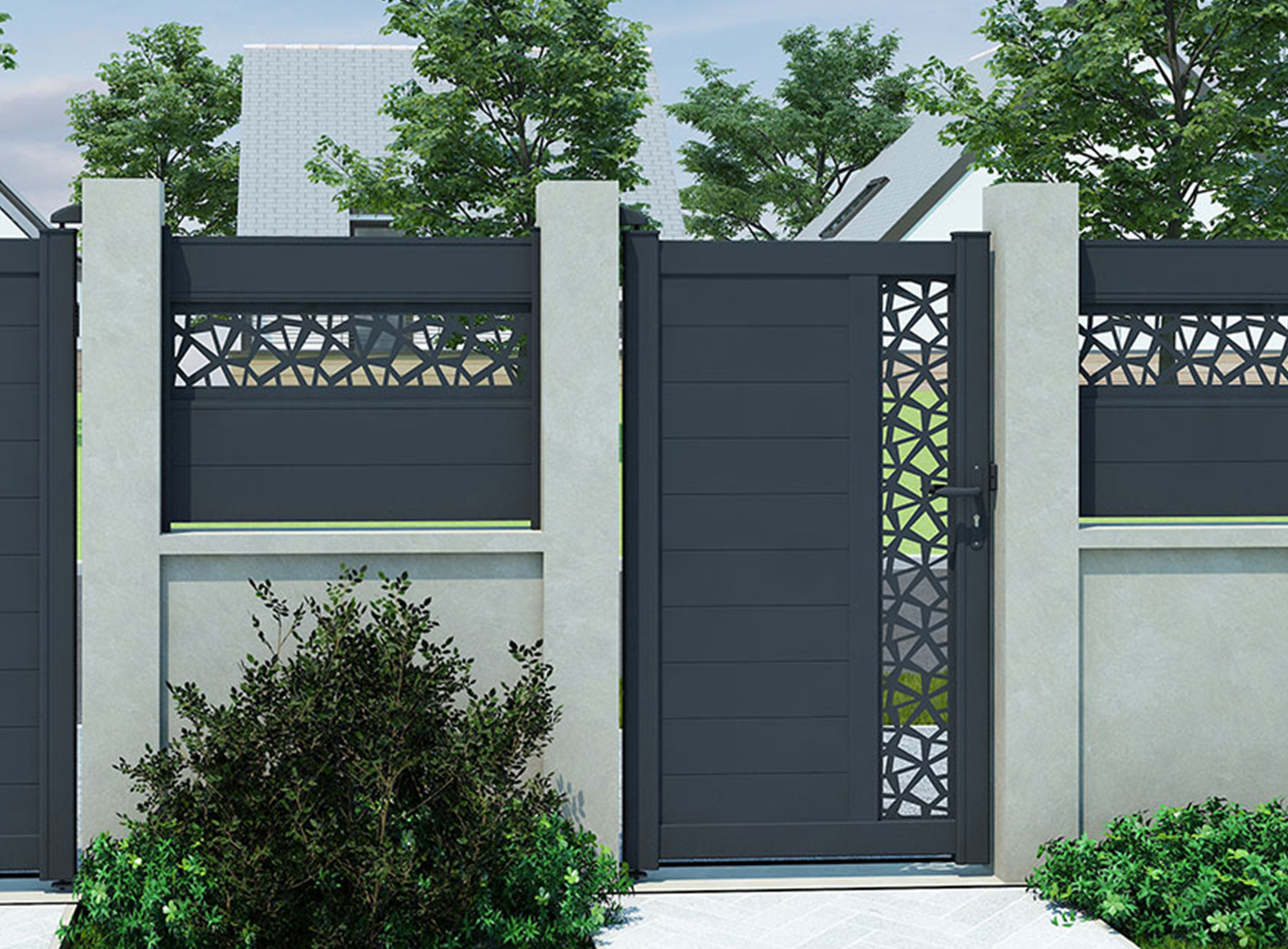 Portillon décor POLYGO vertical Noir Sablé 2100