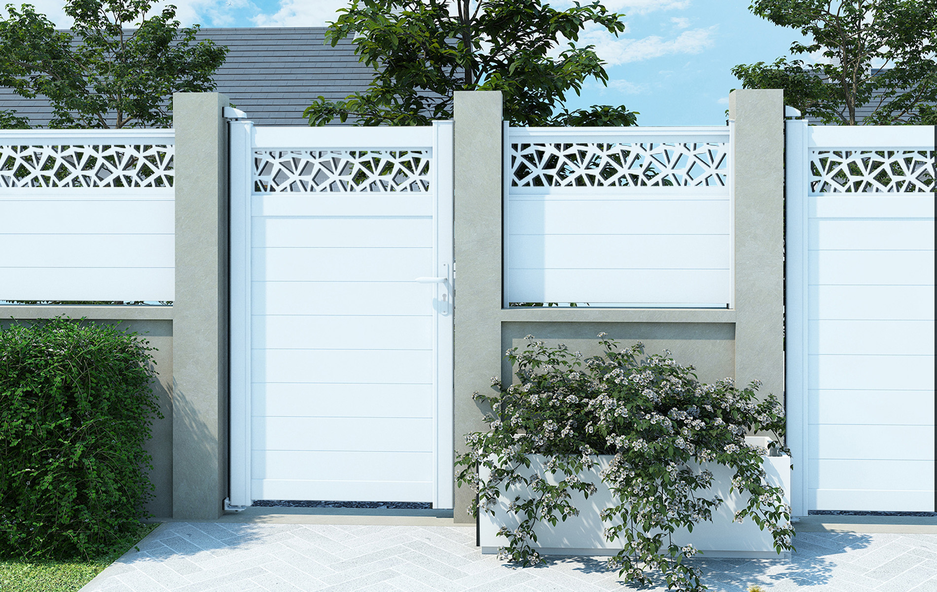 Portillon décor POLYGO horizontal Blanc 90016