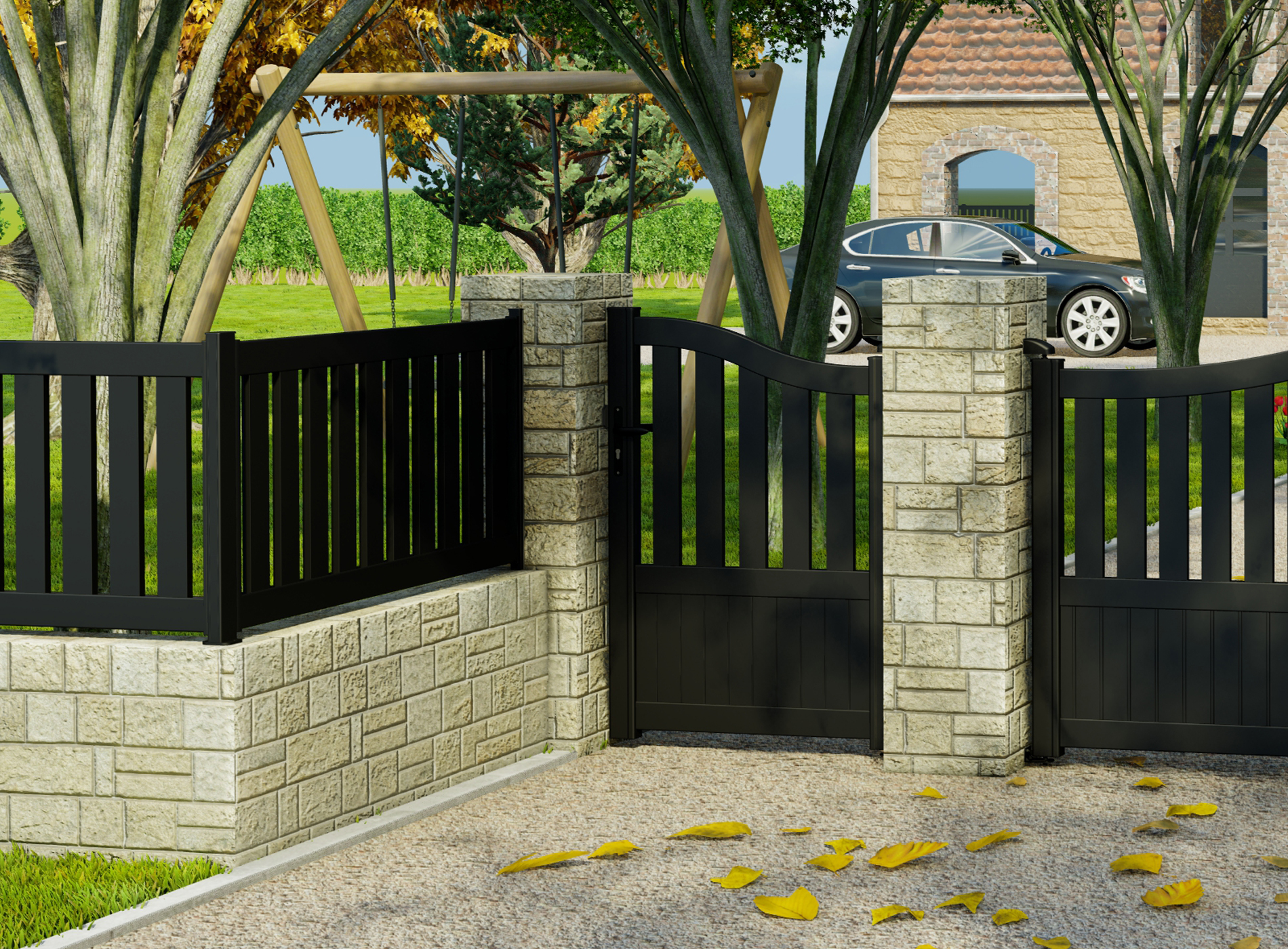 Klos Up portillon aluminium MOELLAN - 2100 Noir Sable