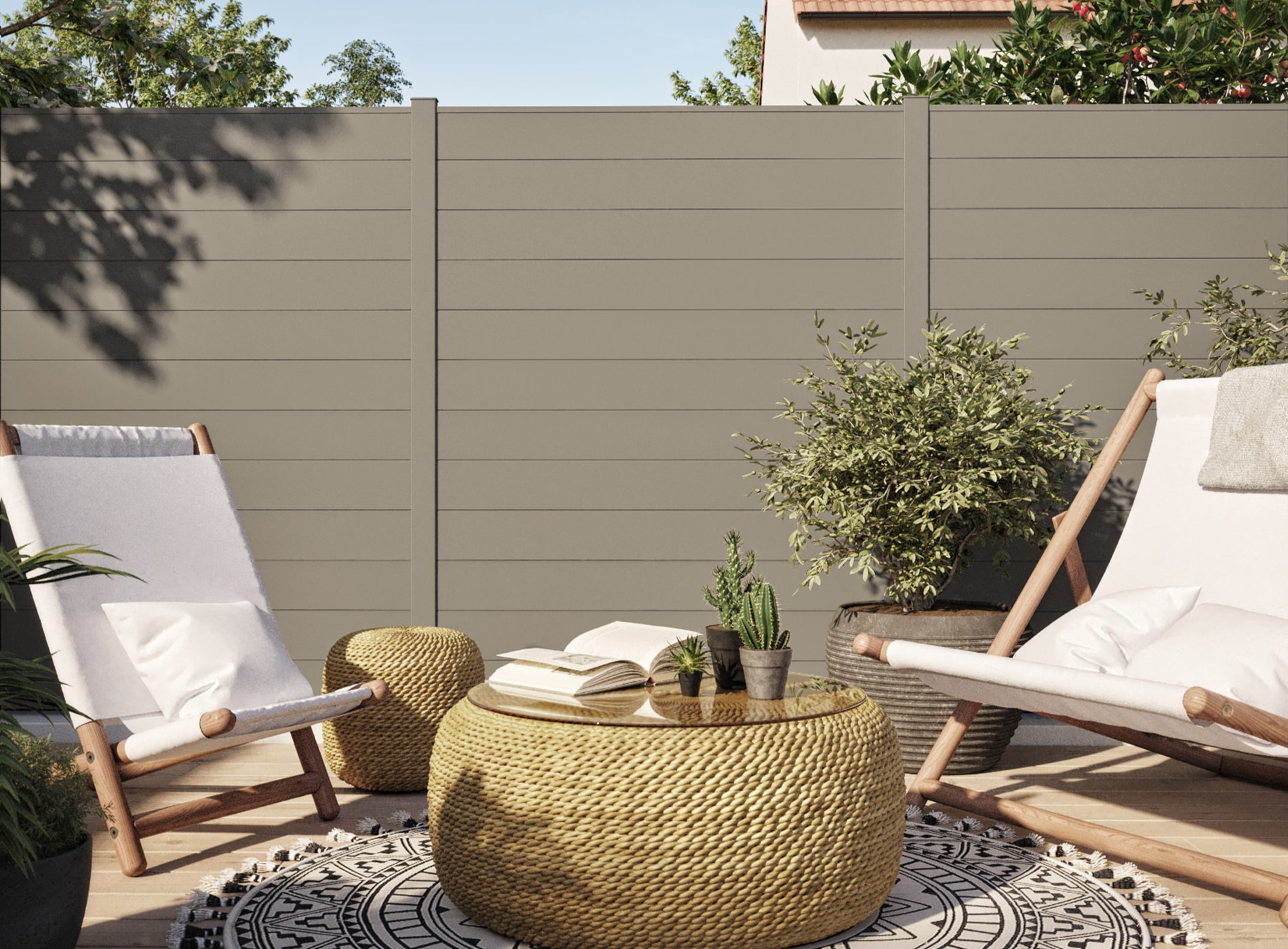 Clôture lames pleines LAO Gris Quartz 7039