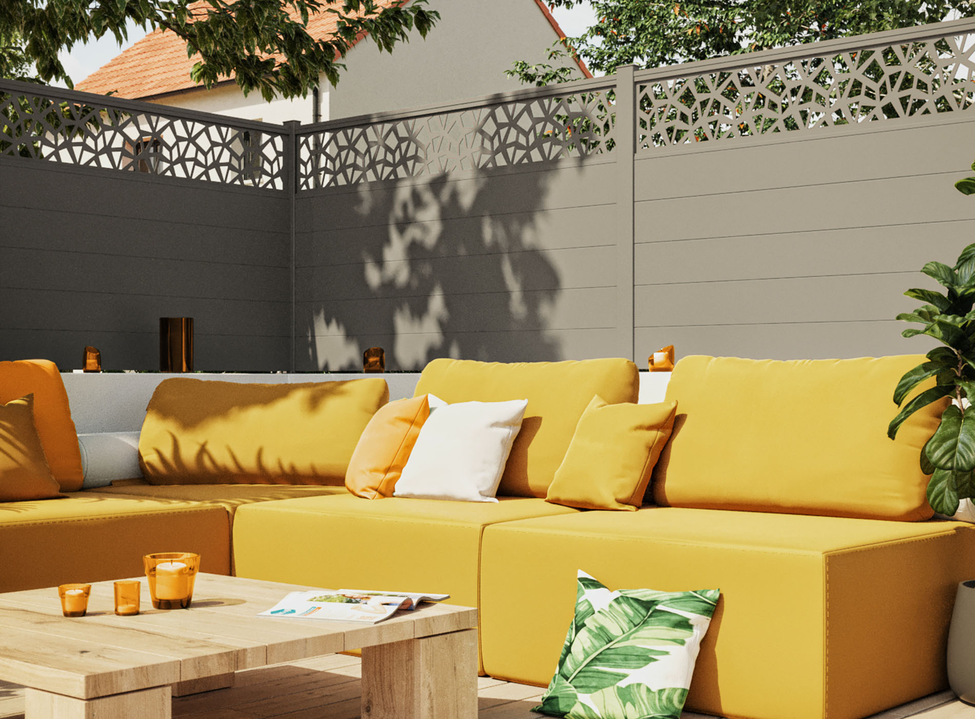 Clôture en aluminium POLYGO, Gris Quartz 7039