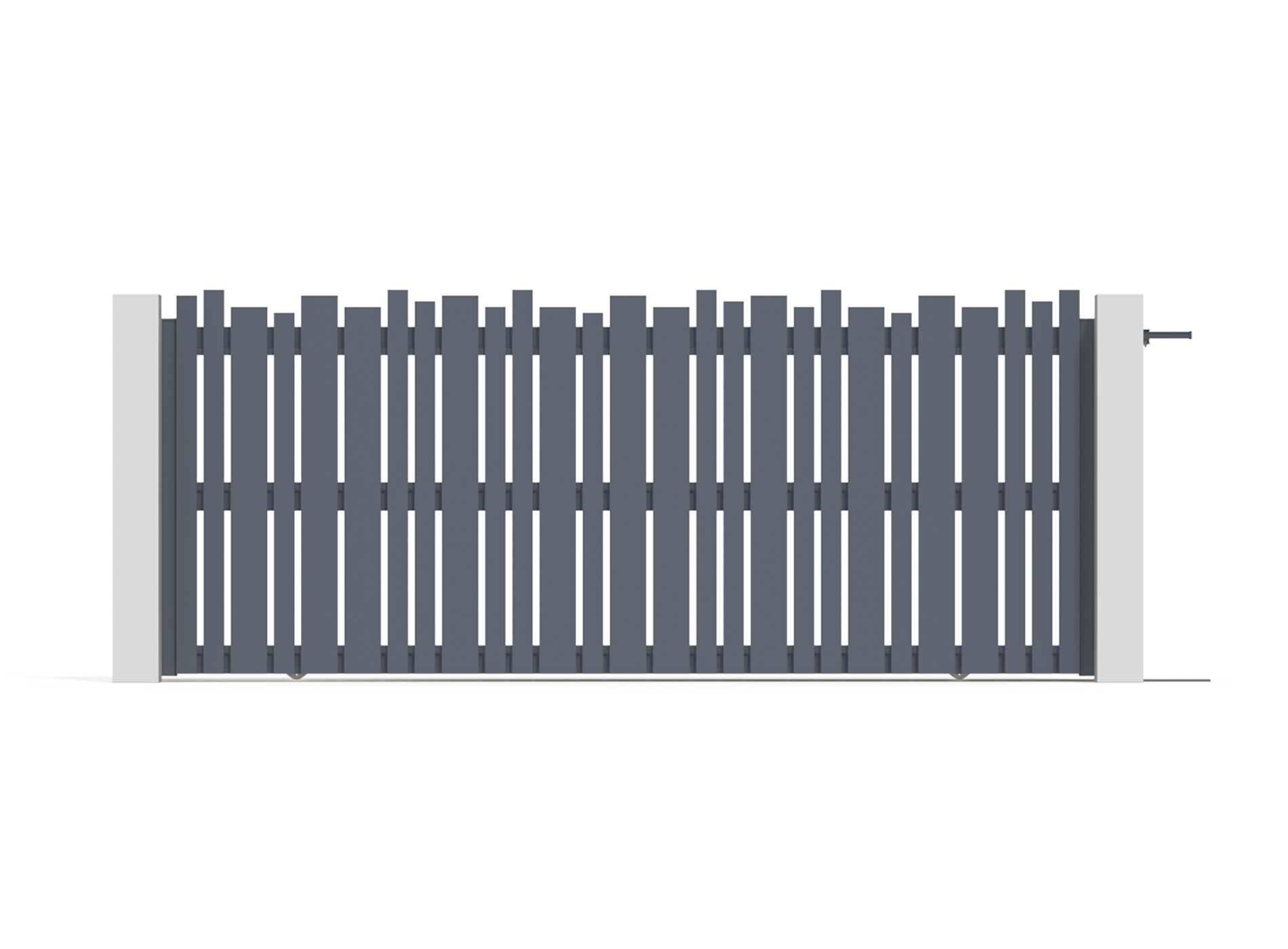 Klos Up portail coulissant LIVIO Gris Zinc 7016 - 4060 x 1553 mm