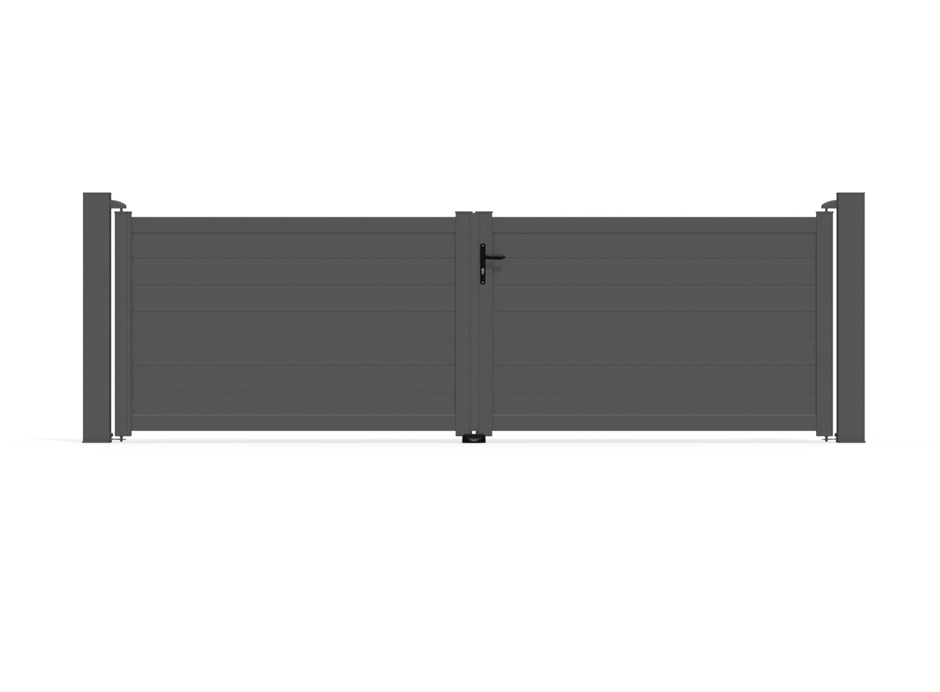 Portail aluminium battant LAO 4060 x 1258 - Noir Sable 2100