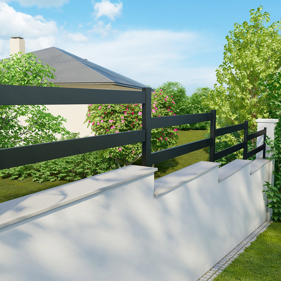 Clôture Klos up! en aluminium - Lames ajourées 90mm - Gris zinc (RAL7016)