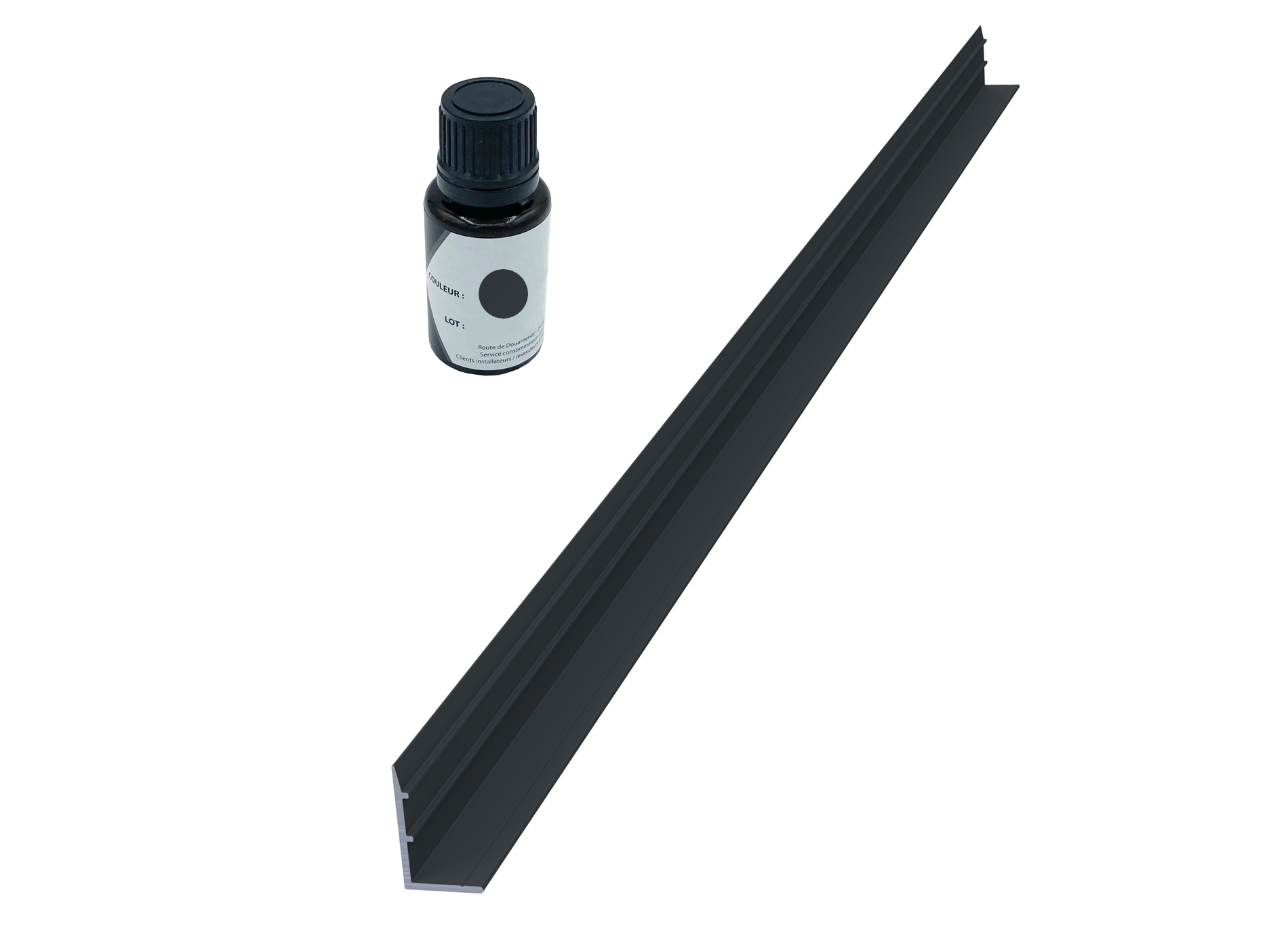 Profil d'occultation en aluminium et stylo de retouche - Gris zinc (RAL 7016C)