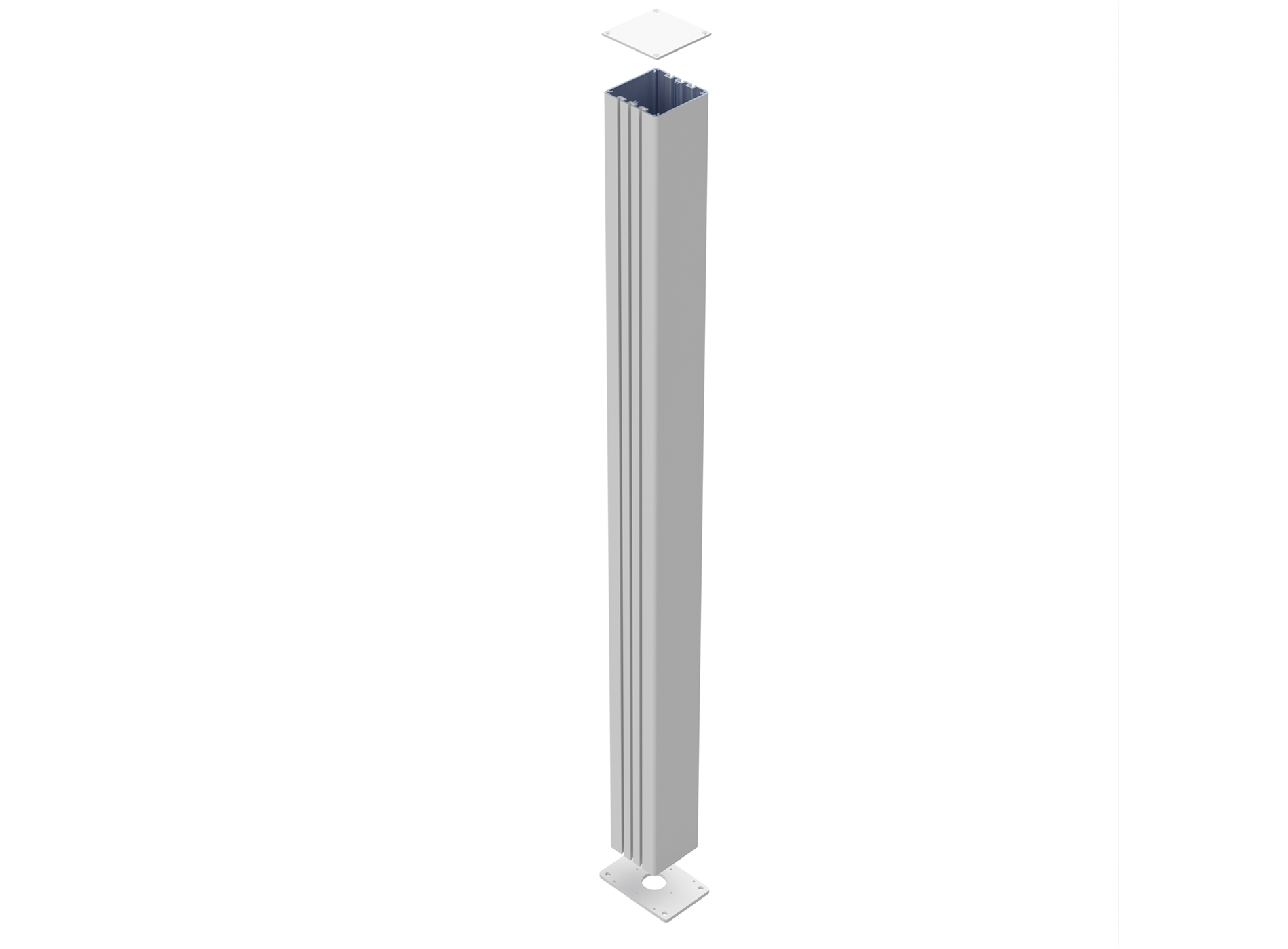 Poteau Smart-it aluminium sur platine 150x150 m Blanc