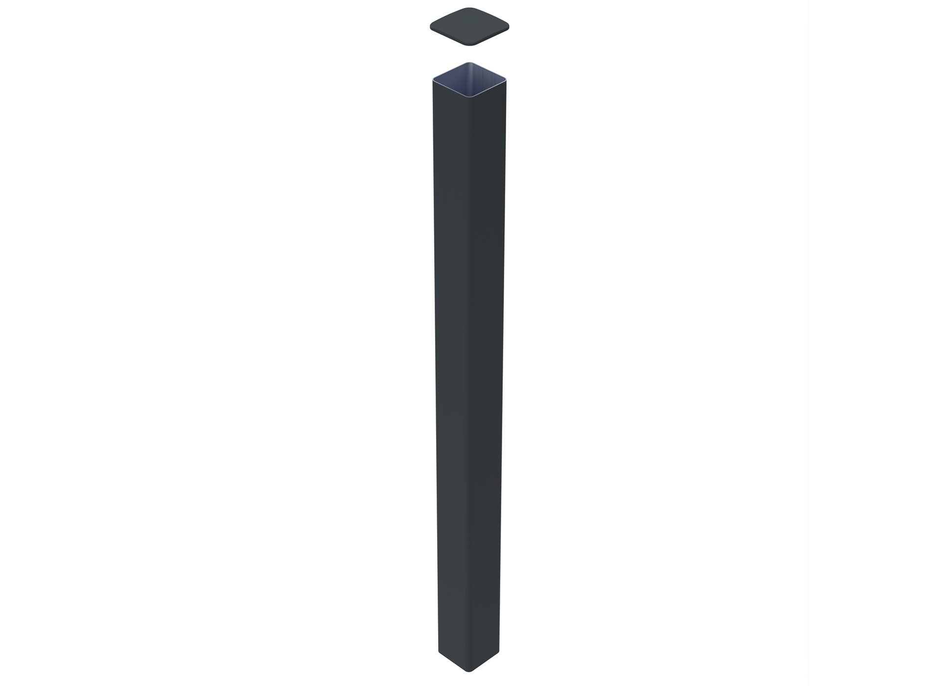 Poteau aluminium à sceller 180x180 - ht. 2.5 m - Gris zinc 7016