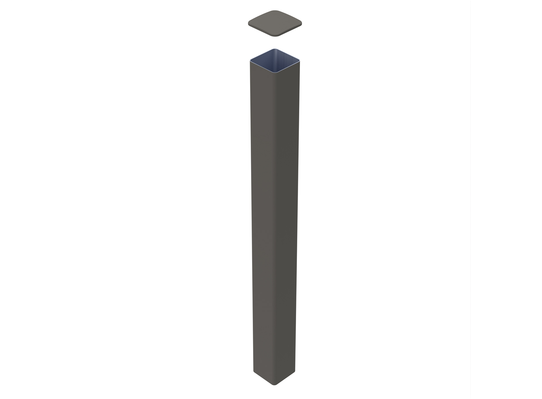 Poteau à sceller 180x180mm en aluminium - Gris quartz (RAL7039)
