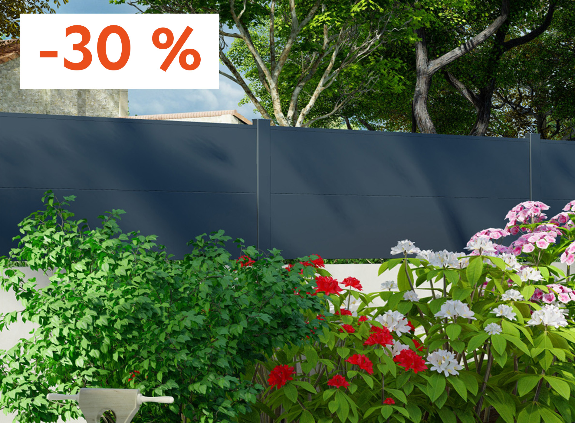 Cloture HEZO lames pleines 300 Gris Zinc 7016