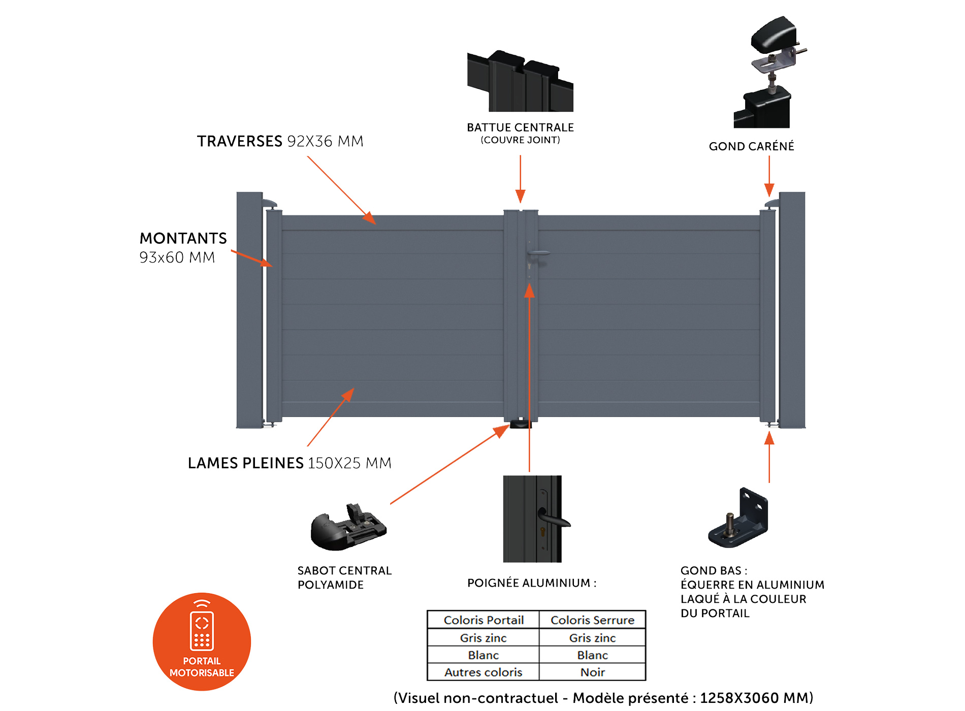 Klos Up Portail aluminium Lao battant - composition